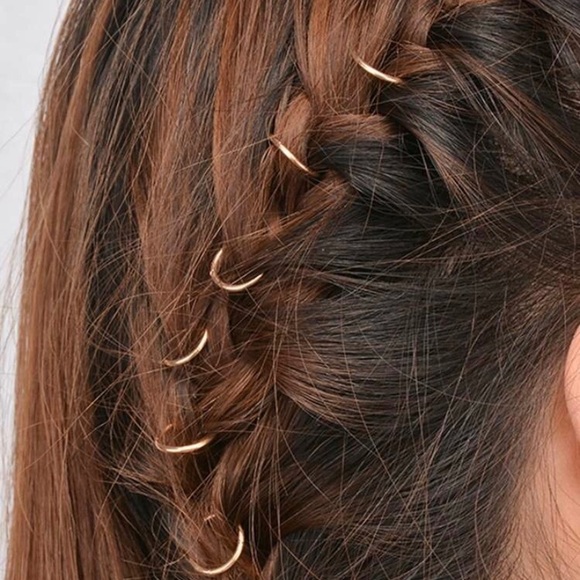 10pc Set Gold Hair Rings - Picture 3 of 4